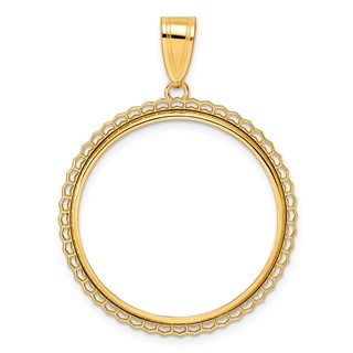 14k Polished Poly Edge with 27.0mm Prong Coin Bezel Pendant