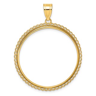 14k Polished Poly Edge with 32.0mm Prong Coin Bezel Pendant