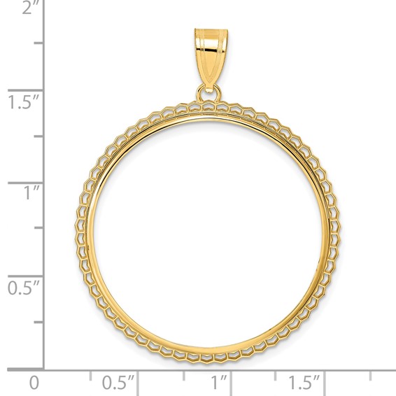 14k Polished Poly Edge with 32.7mm Prong Coin Bezel Pendant