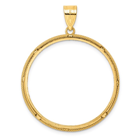 14k Diamond Cut Popcorn with 32.0mm Prong Coin Bezel Pendant