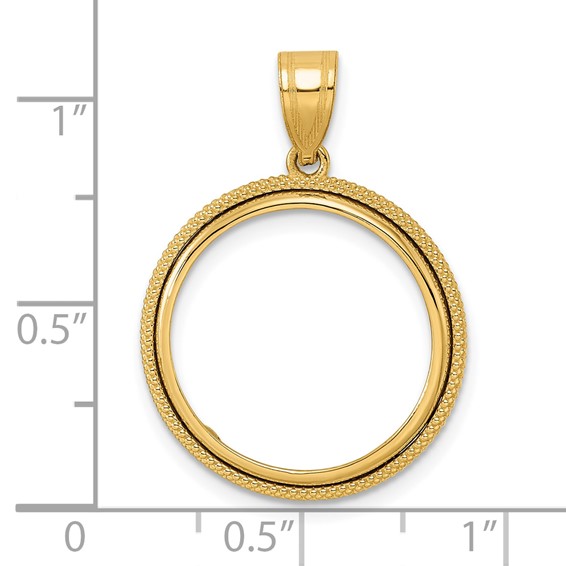 14k Polished Popcorn with 18.0mm Prong Coin Bezel Pendant