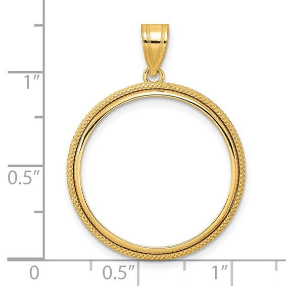 14k Polished Popcorn with 22.0mm Prong Coin Bezel Pendant
