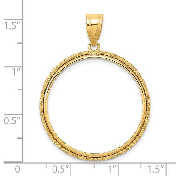 14k Polished Popcorn with 27.0mm Prong Coin Bezel Pendant