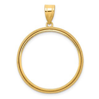 14k Polished Popcorn with 27.0mm Prong Coin Bezel Pendant