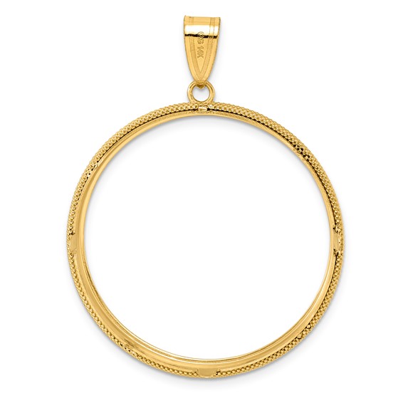 14k Polished Popcorn with 32.7mm Prong Coin Bezel Pendant