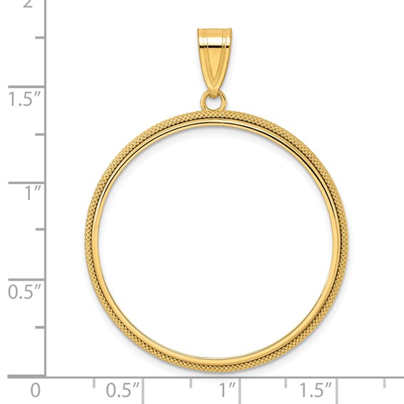 14k Polished Popcorn with 32.7mm Prong Coin Bezel Pendant