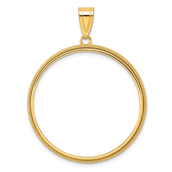 14k Polished Popcorn with 32.7mm Prong Coin Bezel Pendant