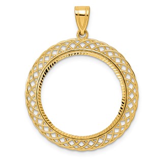 14k Diamond Cut Quad Loop with 22.0mm Prong Coin Bezel Pendant