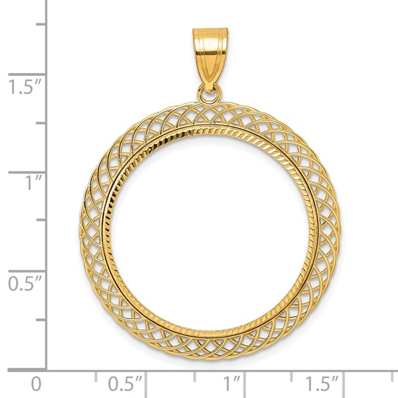 14k Diamond Cut Quad Loop with 27.0mm Prong Coin Bezel Pendant