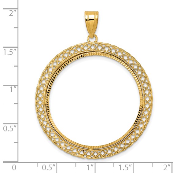 14k Diamond Cut Quad Loop with 32.0mm Prong Coin Bezel Pendant