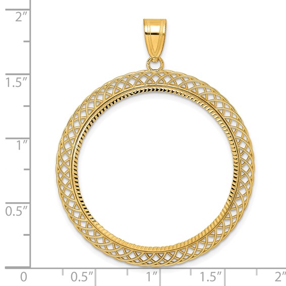 14k Diamond Cut Quad Loop with 32.7mm Prong Coin Bezel Pendant