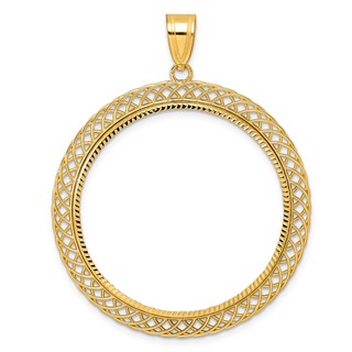 14k Diamond Cut Quad Loop with 32.7mm Prong Coin Bezel Pendant