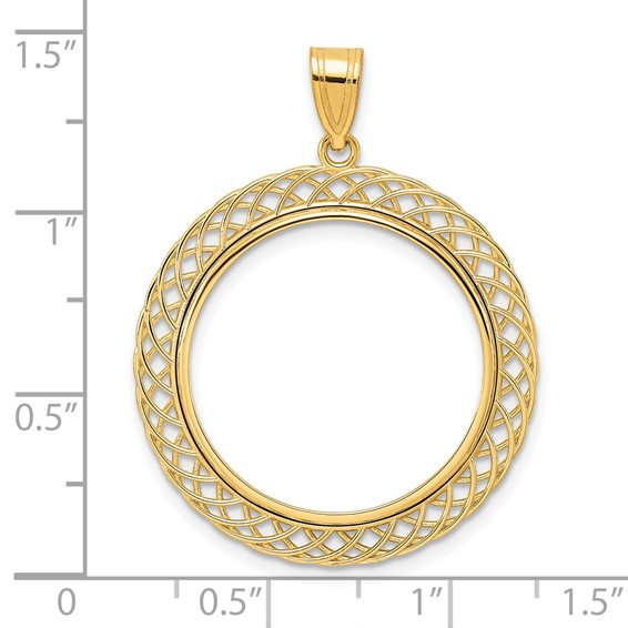 14k Polished Quad Loop with 22.0mm Prong Coin Bezel Pendant