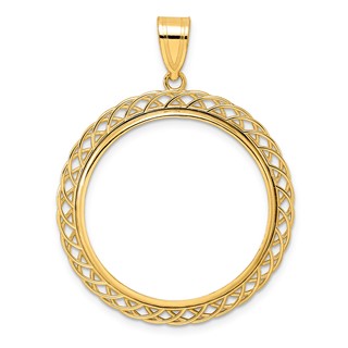 14k Polished Quad Loop with 27.0mm Prong Coin Bezel Pendant
