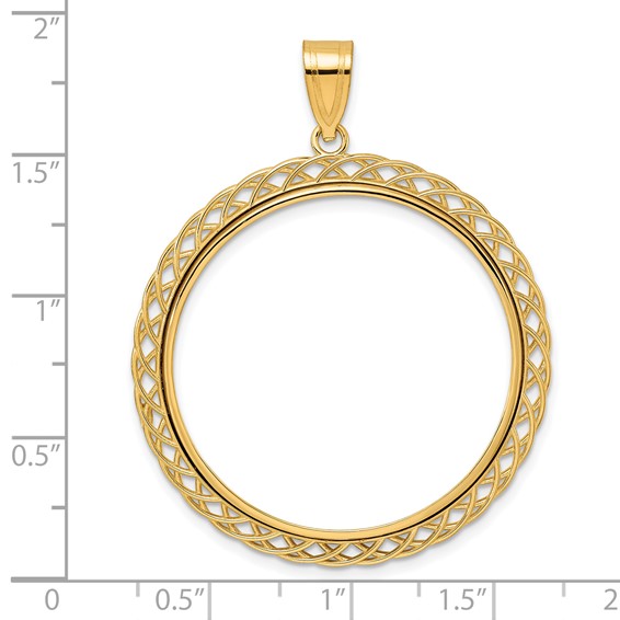 14k Polished Quad Loop with 32.0mm Prong Coin Bezel Pendant