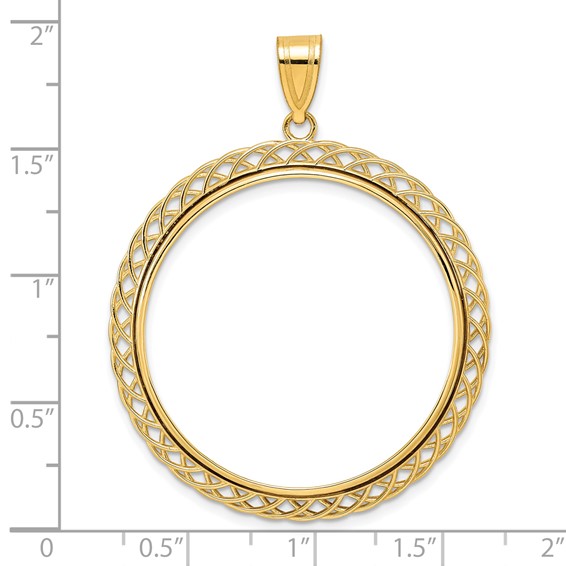 14k Polished Quad Loop with 32.7mm Prong Coin Bezel Pendant