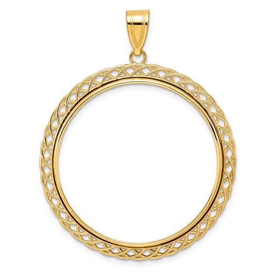 14k Polished Quad Loop with 32.7mm Prong Coin Bezel Pendant