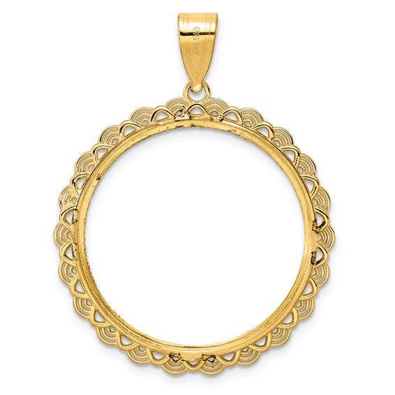 14k Diamond Cut Rainbow with 27.0mm Prong Coin Bezel Pendant