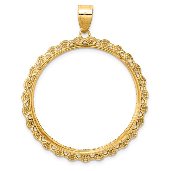 14k Diamond Cut Rainbow with 32.7mm Prong Coin Bezel Pendant