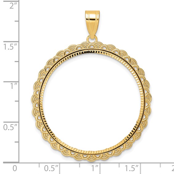 14k Diamond Cut Rainbow with 32.7mm Prong Coin Bezel Pendant