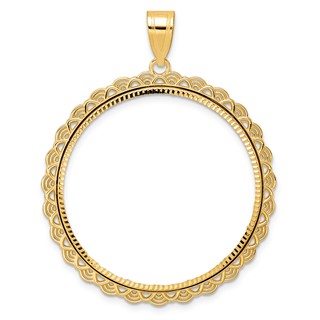 14k Diamond Cut Rainbow with 32.7mm Prong Coin Bezel Pendant