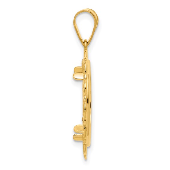 14k Polished Rainbow with 16.5mm Prong Coin Bezel Pendant