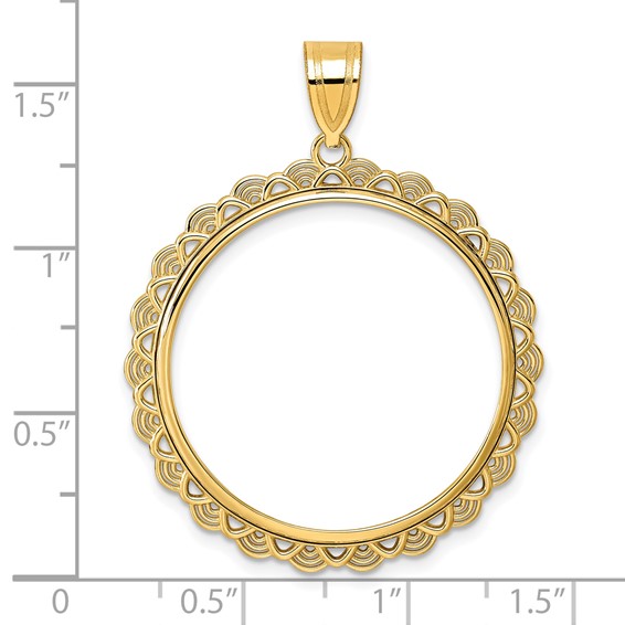 14k Polished Rainbow with 27.0mm Prong Coin Bezel Pendant