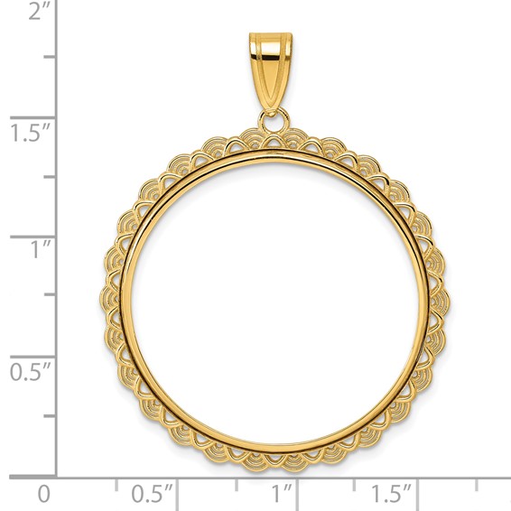 14k Polished Rainbow with 32.0mm Prong Coin Bezel Pendant