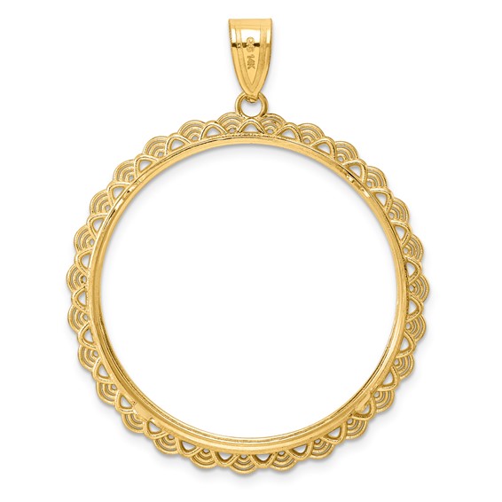 14k Polished Rainbow with 32.7mm Prong Coin Bezel Pendant