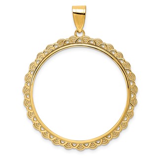 14k Polished Rainbow with 32.7mm Prong Coin Bezel Pendant