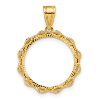 14k Diamond Cut Rope with 16.5mm Prong Coin Bezel Pendant