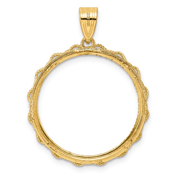 14k Diamond Cut Rope with 22.0mm Prong Coin Bezel Pendant