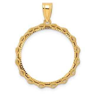 14k Diamond Cut Rope with 22.0mm Prong Coin Bezel Pendant