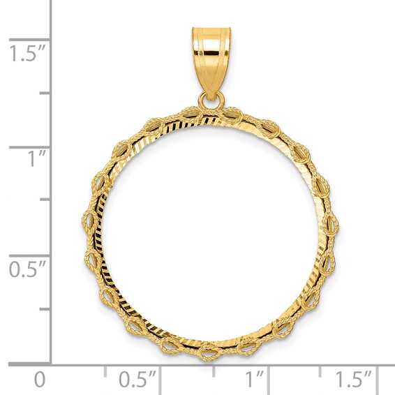 14k Diamond Cut Rope with 27.0mm Prong Coin Bezel Pendant