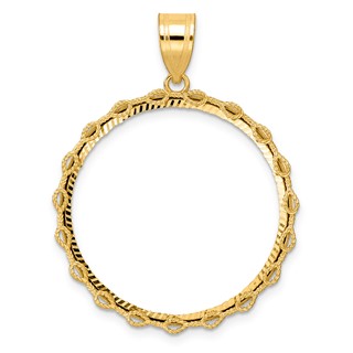 14k Diamond Cut Rope with 27.0mm Prong Coin Bezel Pendant