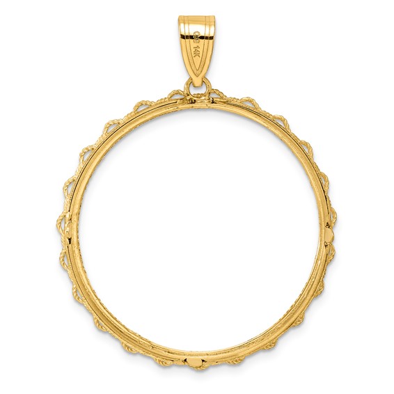 14k Diamond Cut Rope with 32.0mm Prong Coin Bezel Pendant