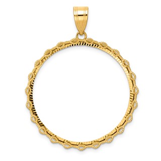 14k Diamond Cut Rope with 32.0mm Prong Coin Bezel Pendant