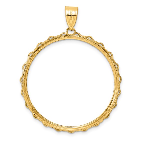 14k Diamond Cut Rope with 32.7mm Prong Coin Bezel Pendant