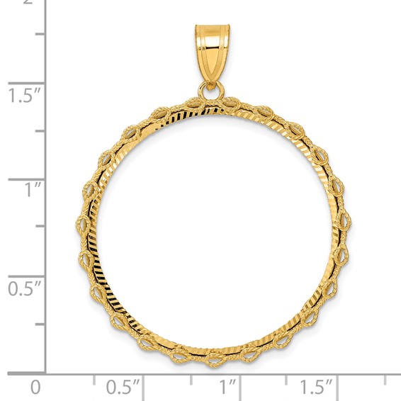 14k Diamond Cut Rope with 32.7mm Prong Coin Bezel Pendant