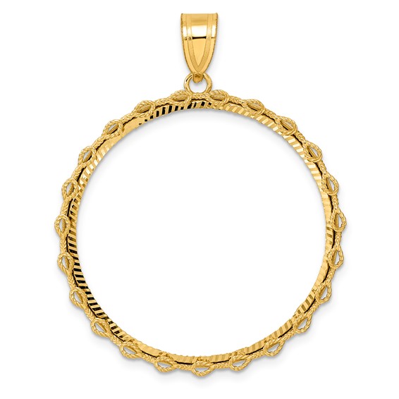 14k Diamond Cut Rope with 32.7mm Prong Coin Bezel Pendant