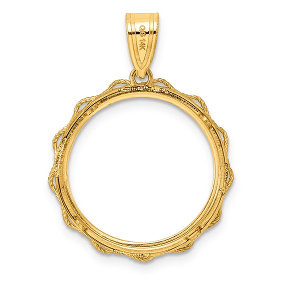 14k Polished Rope with 18.0mm Prong Coin Bezel Pendant