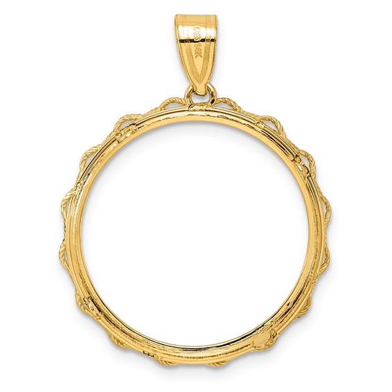 14k Polished Rope with 22.0mm Prong Coin Bezel Pendant