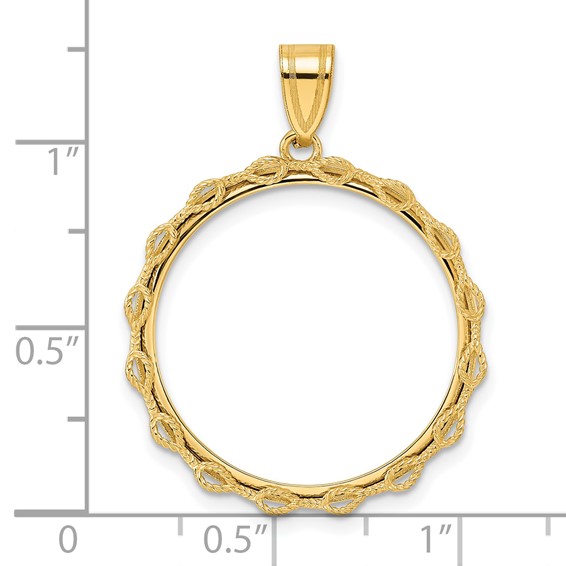 14k Polished Rope with 22.0mm Prong Coin Bezel Pendant