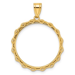 14k Polished Rope with 22.0mm Prong Coin Bezel Pendant
