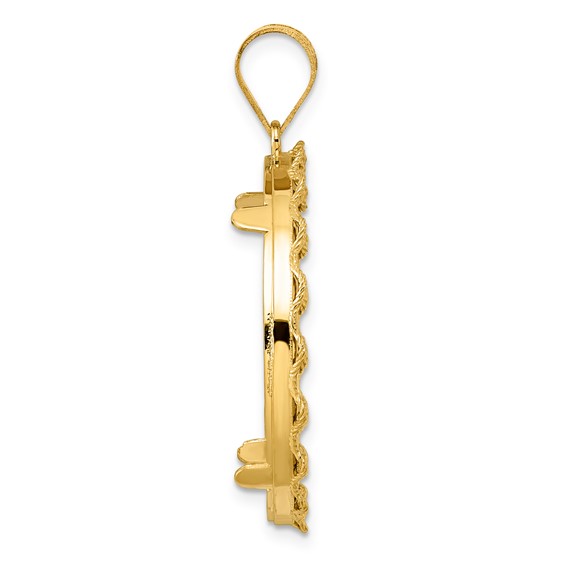 14k Polished Rope with 27.0mm Prong Coin Bezel Pendant