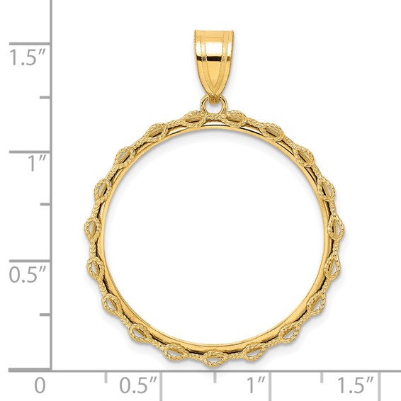 14k Polished Rope with 27.0mm Prong Coin Bezel Pendant
