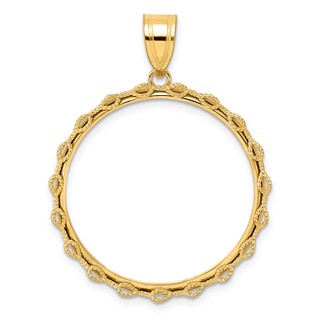 14k Polished Rope with 27.0mm Prong Coin Bezel Pendant