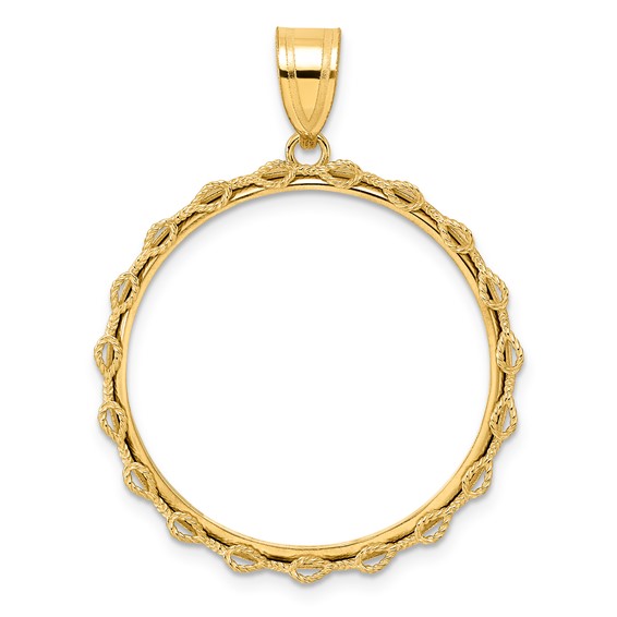 14k Polished Rope with 27.0mm Prong Coin Bezel Pendant