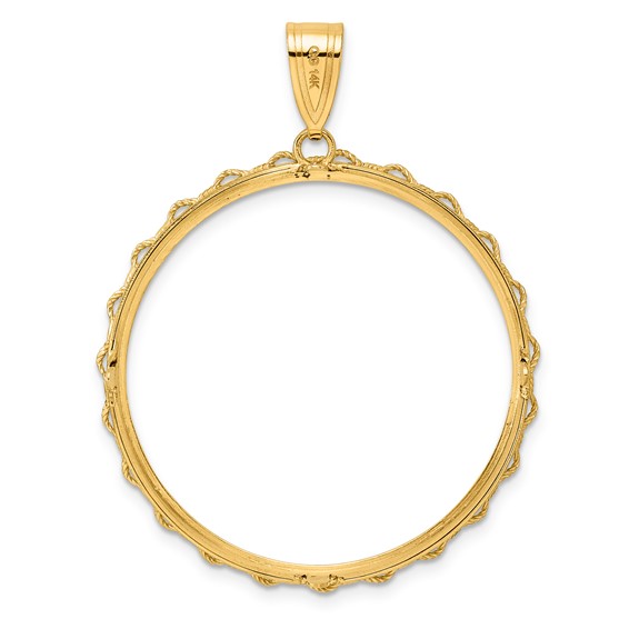 14k Polished Rope with 32.0mm Prong Coin Bezel Pendant