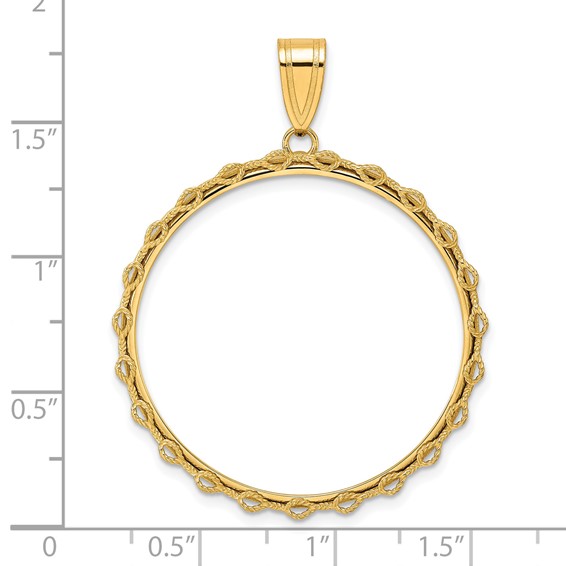 14k Polished Rope with 32.0mm Prong Coin Bezel Pendant